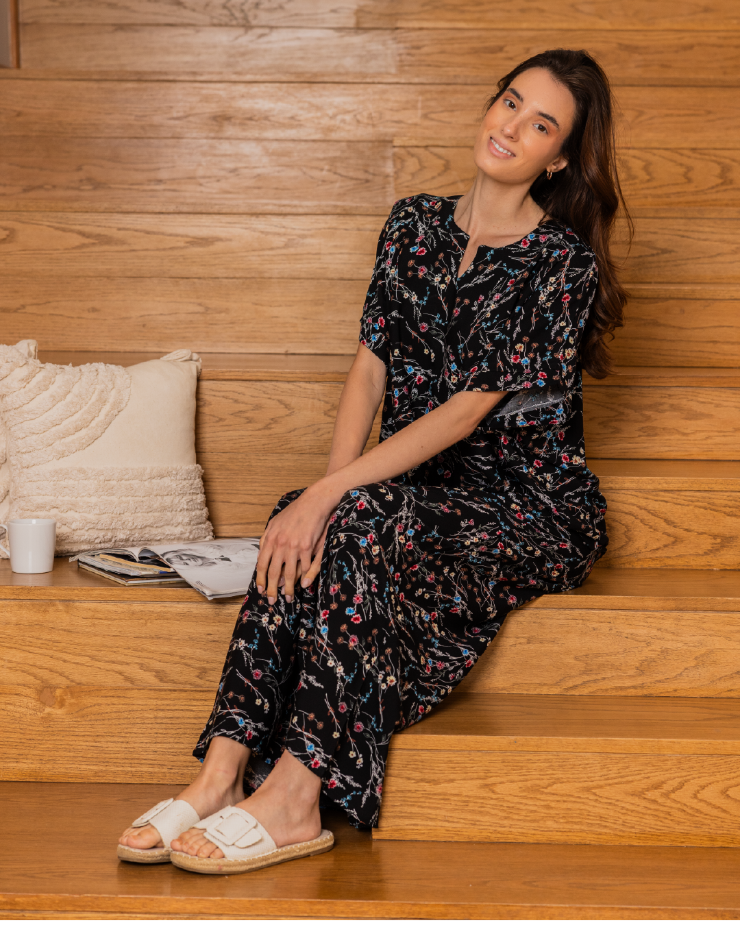 136 قميص فسكوز نص كم مشجر