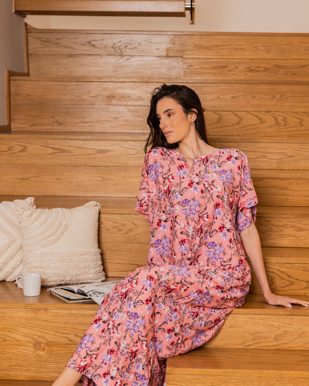 137 قميص فسكوز نص كم مشجر