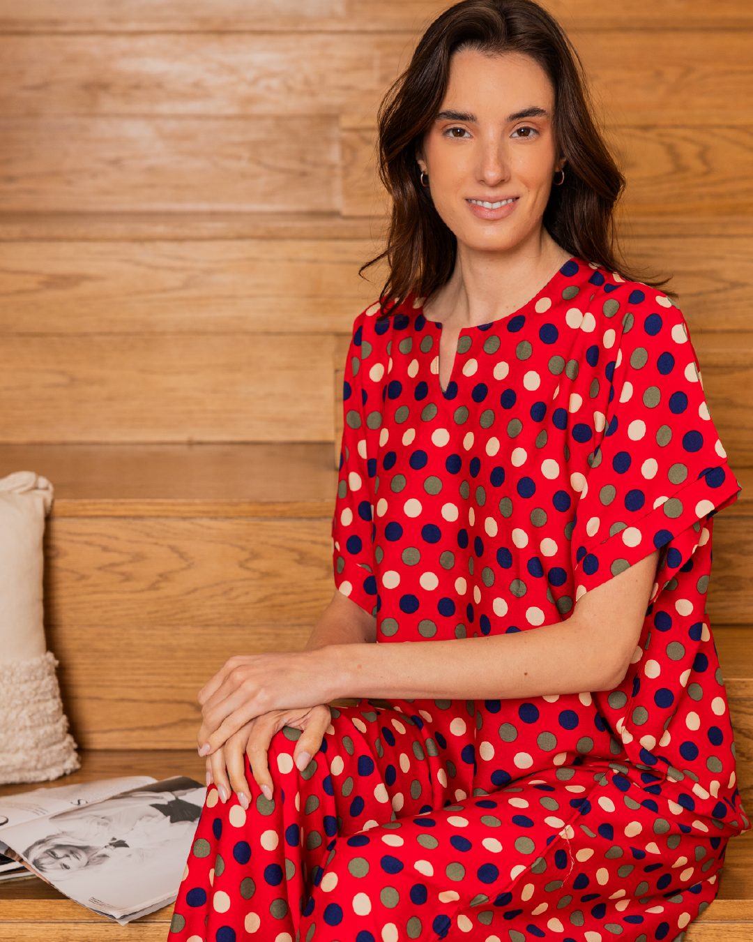 138 قميص فسكوز نص كم منقط