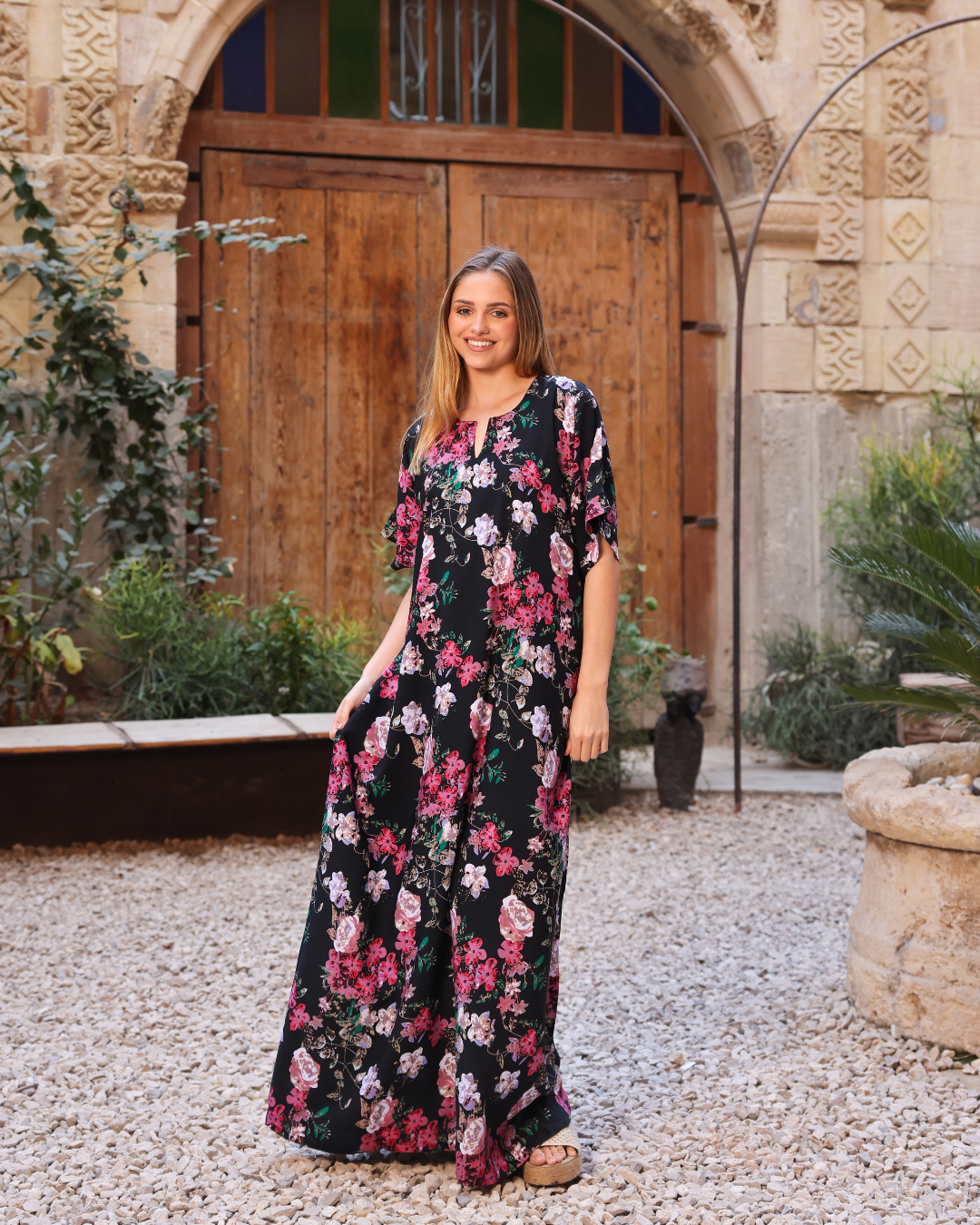 142 قميص فسكوز نص كم مشجر