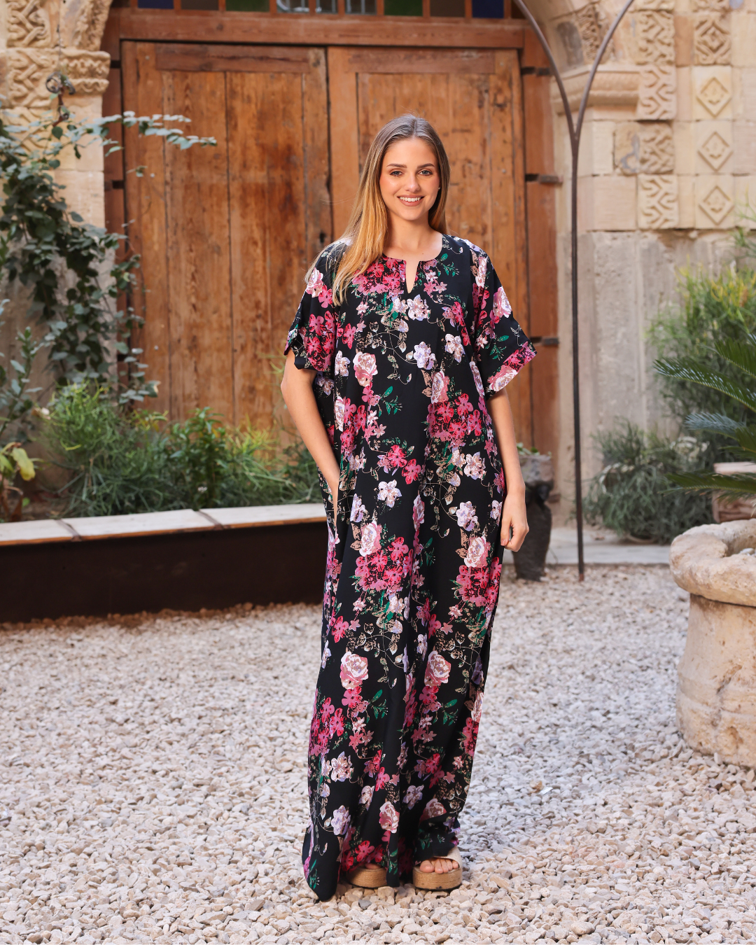 142 قميص فسكوز نص كم مشجر