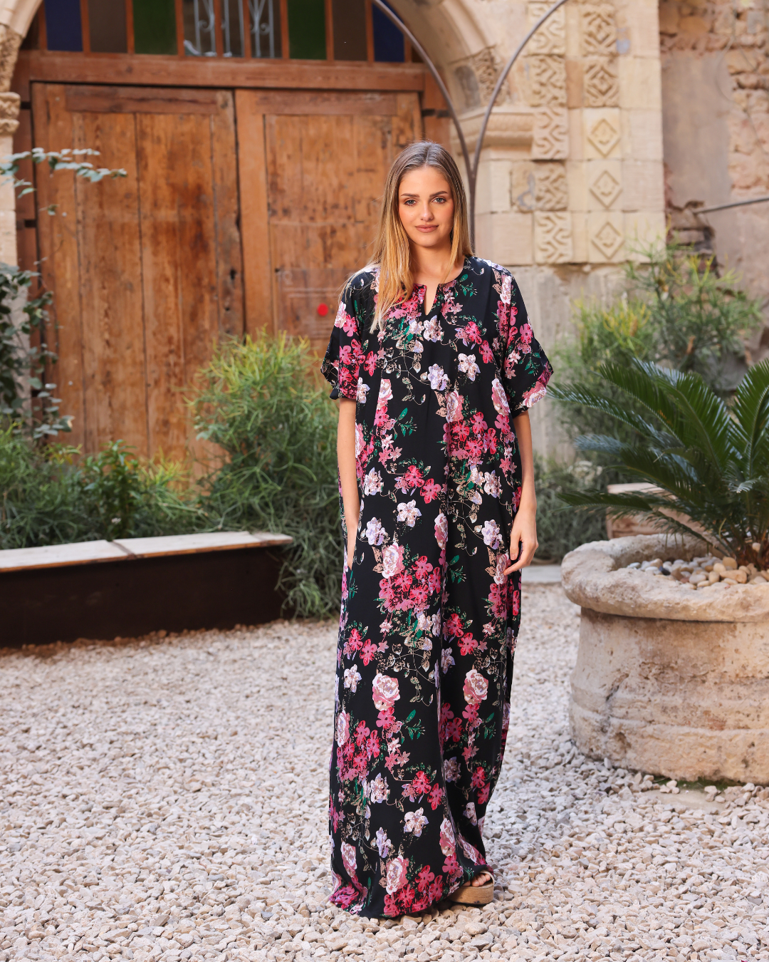 142 قميص فسكوز نص كم مشجر