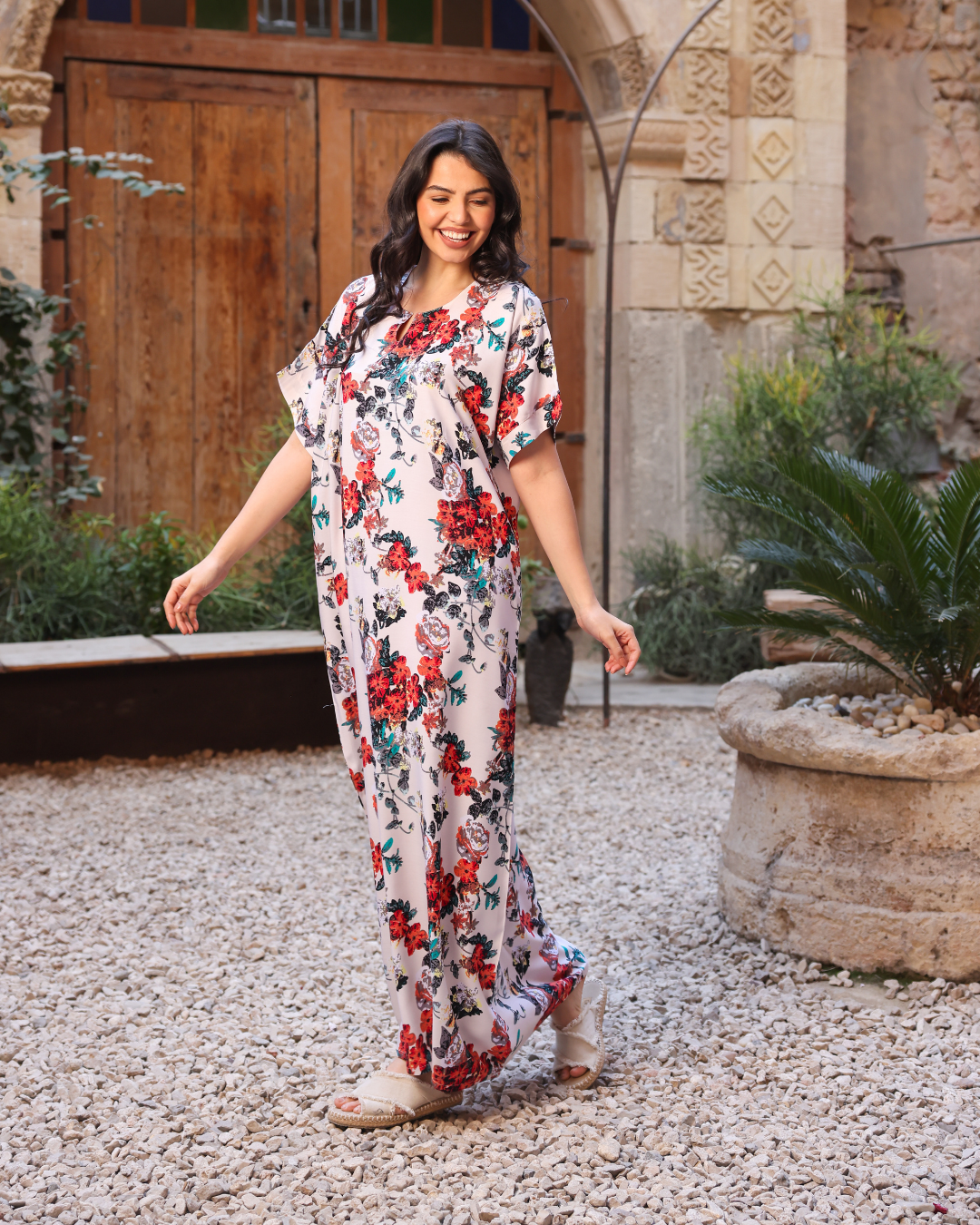 142 قميص فسكوز نص كم مشجر