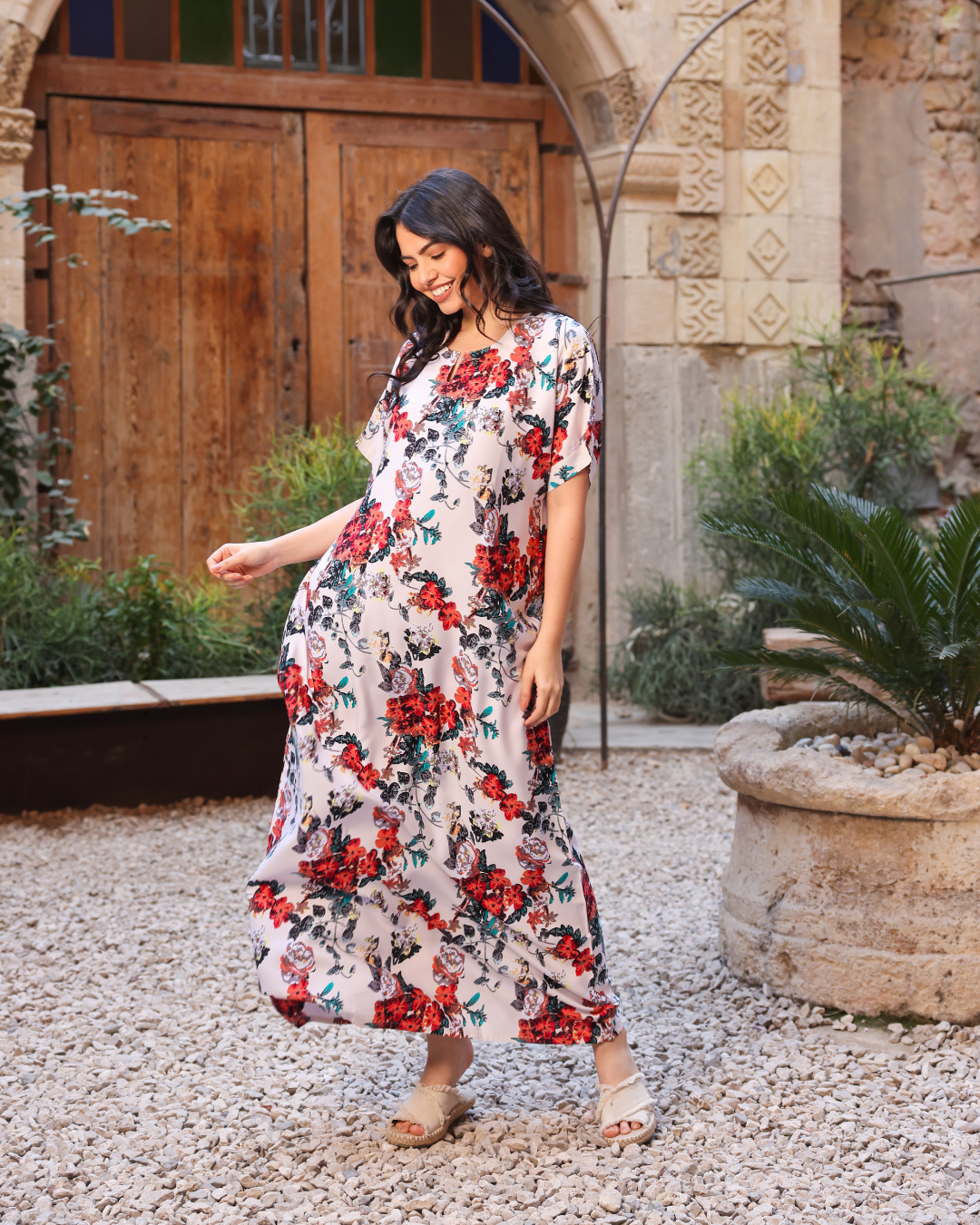 142 قميص فسكوز نص كم مشجر