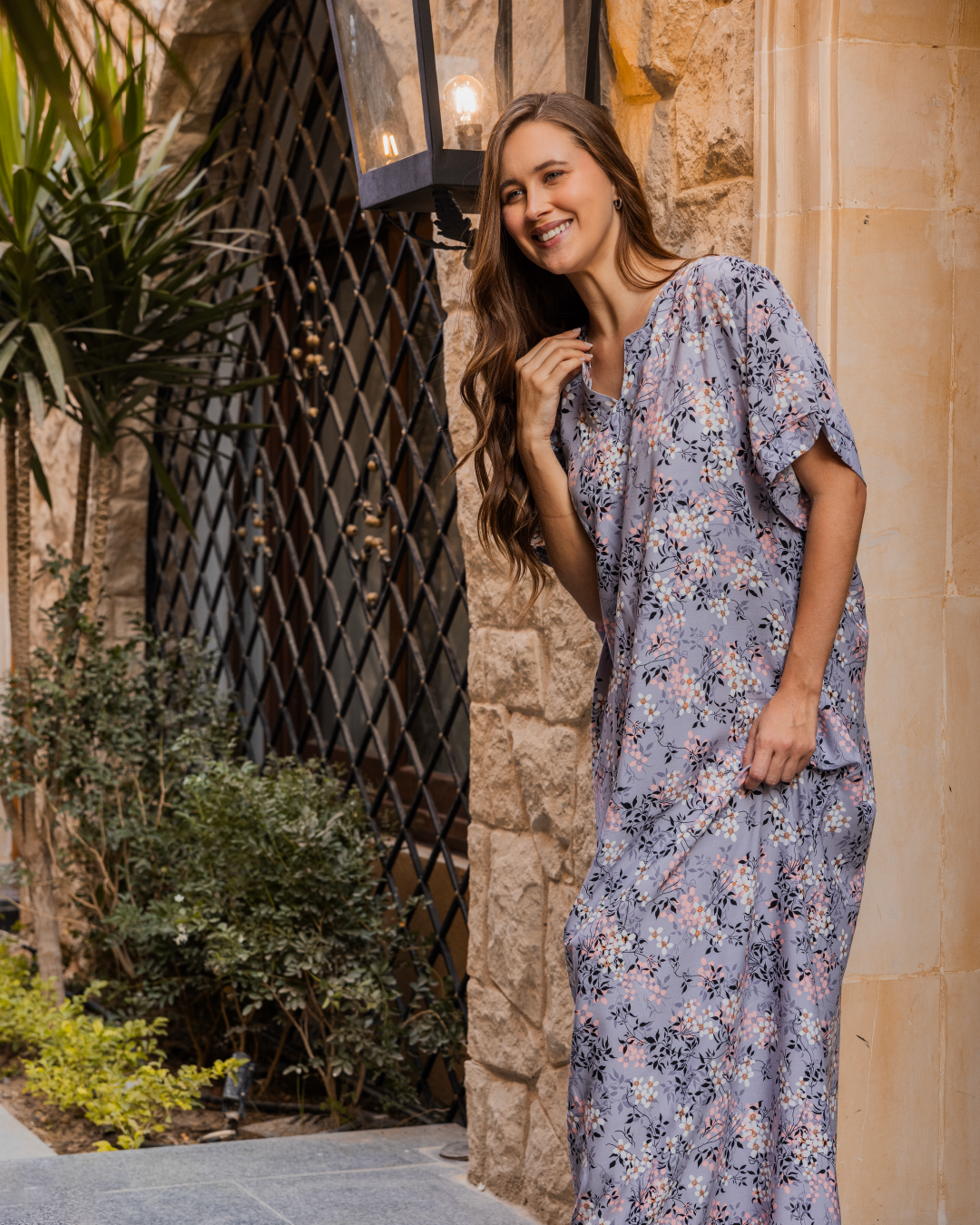 143 قميص فسكوز نص كم مشجر