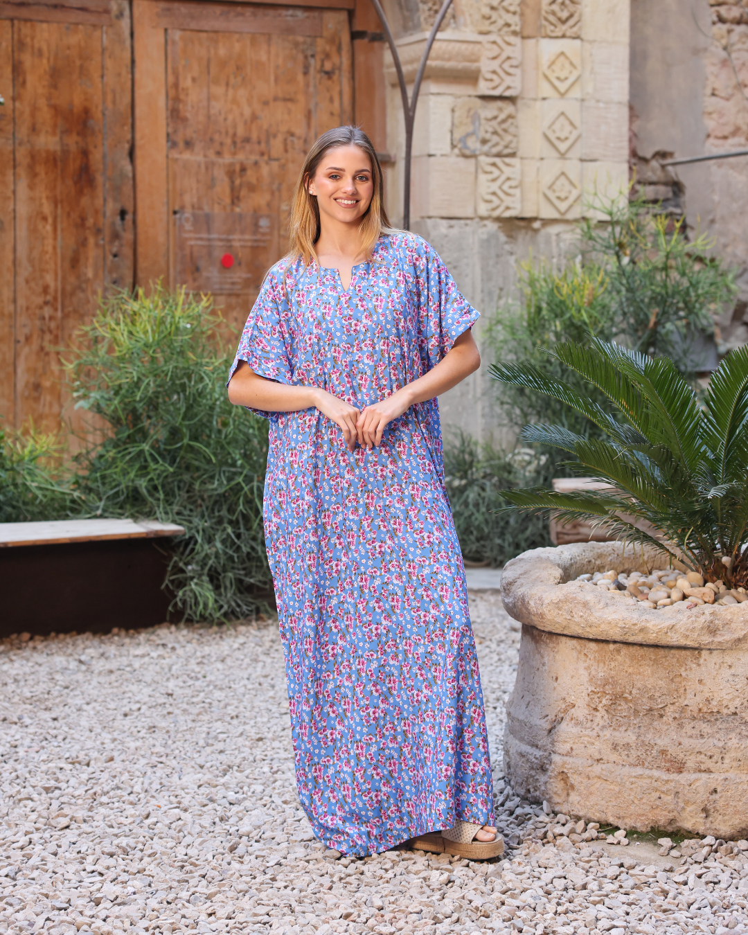 147 قميص فسكوز نص كم مشجر