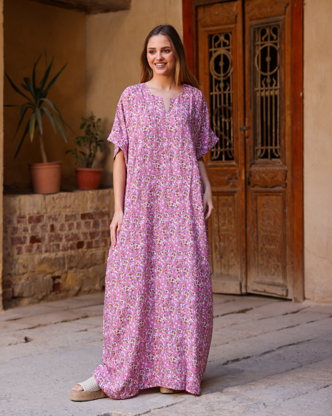 147 قميص فسكوز نص كم مشجر