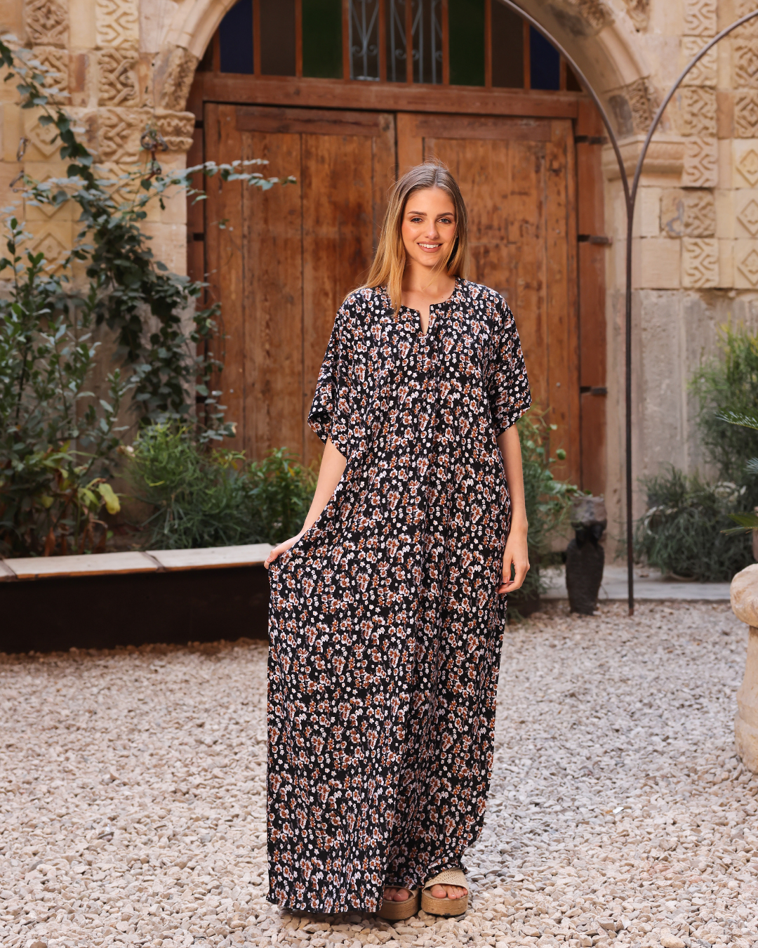 147 قميص فسكوز نص كم مشجر