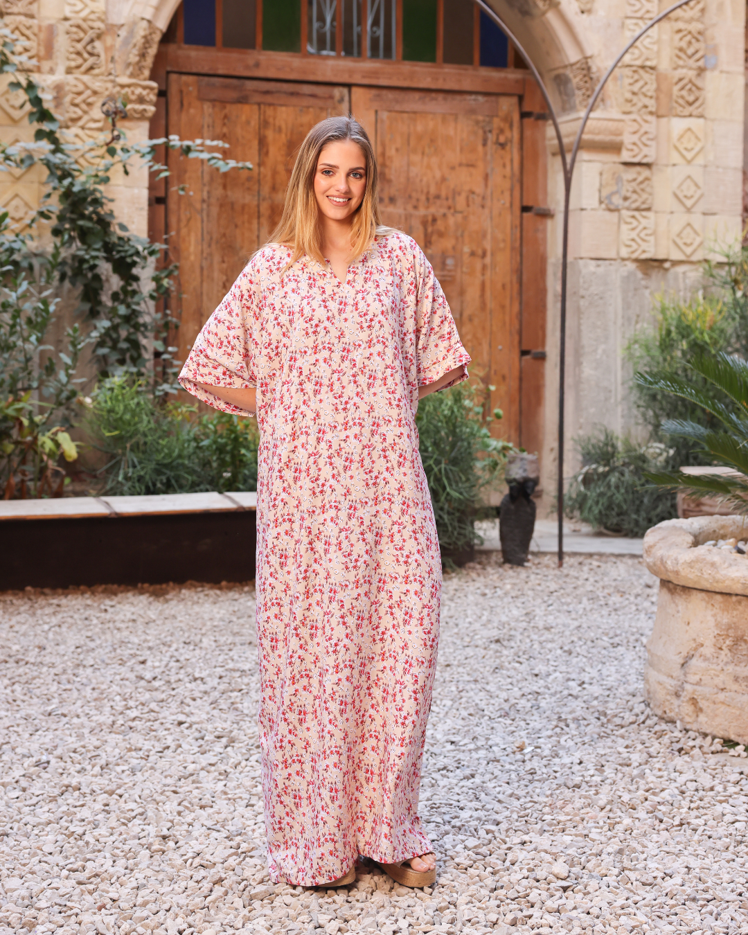 147 قميص فسكوز نص كم مشجر