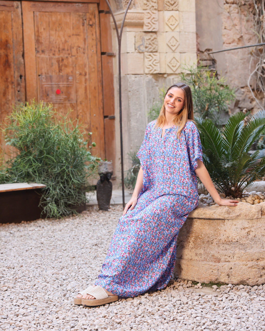 147 قميص فسكوز نص كم مشجر