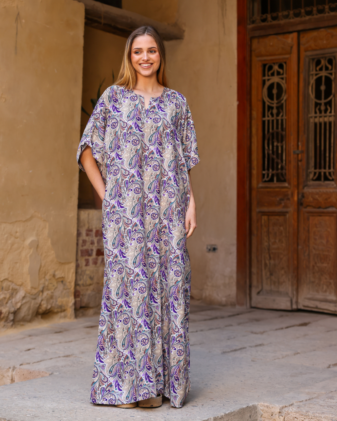 149 قميص فسكوز نص كم مشجر