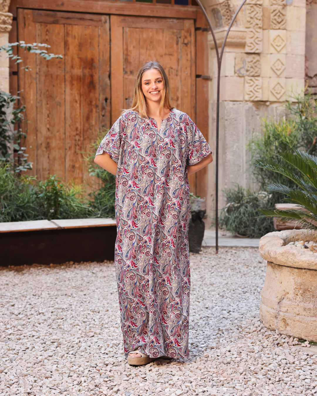 149 قميص فسكوز نص كم مشجر