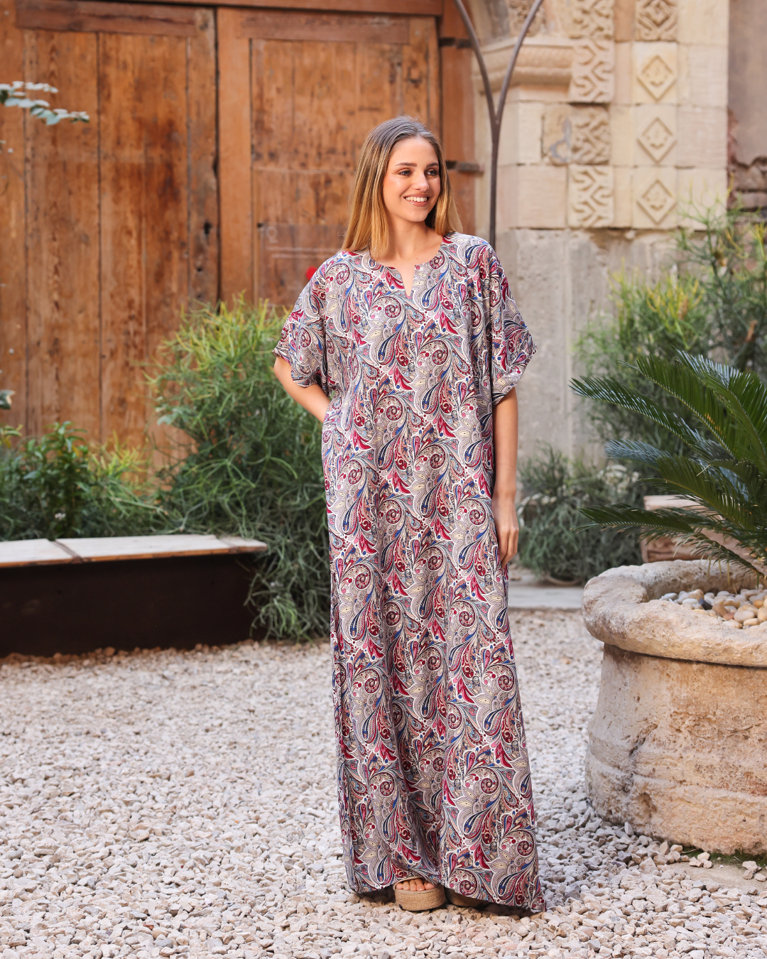 149 قميص فسكوز نص كم مشجر