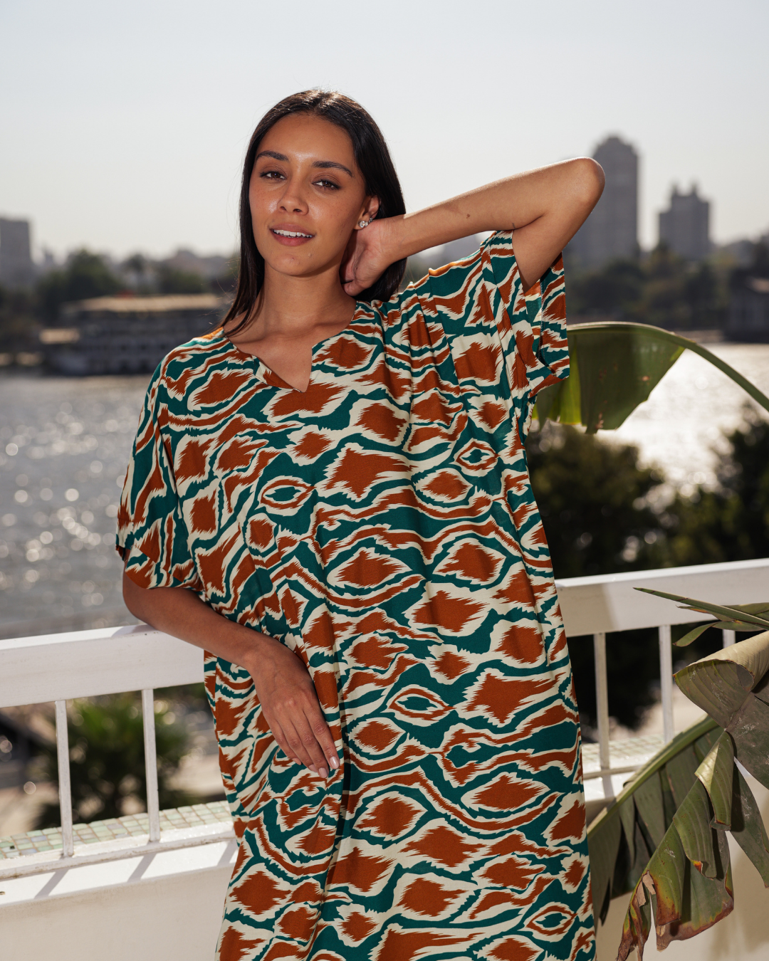 151 قميص فسكوز نص كم مشجر