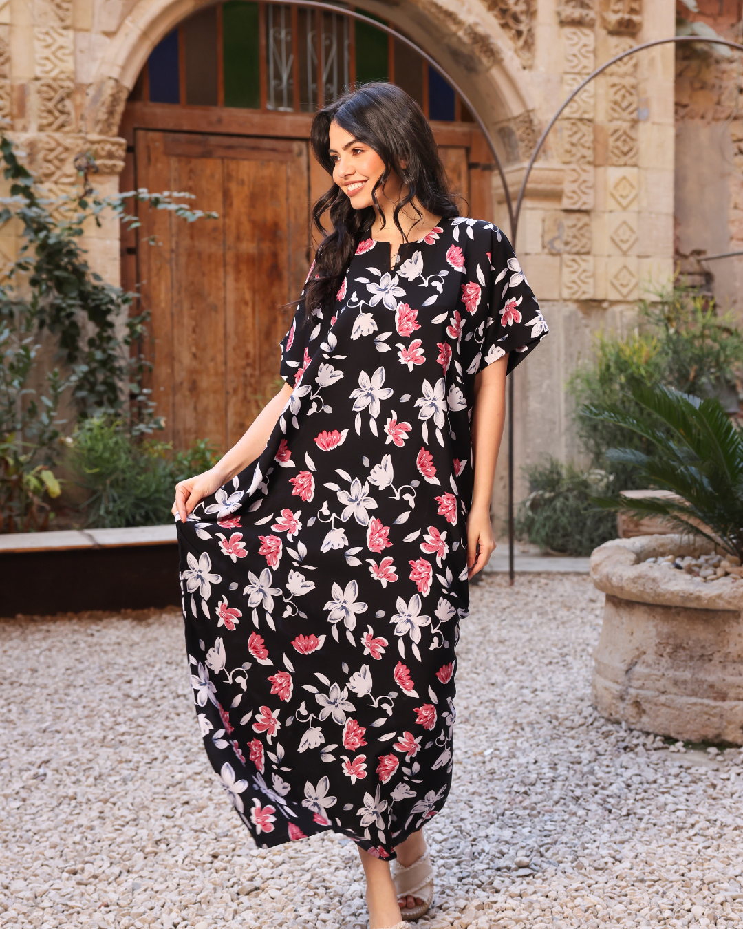 Spring Floral Print Half Sleeve Shirt