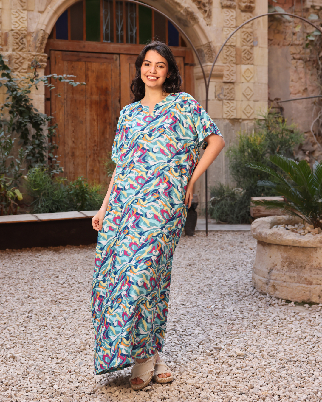 قميص نص كم مشجر نقشات عشوائية