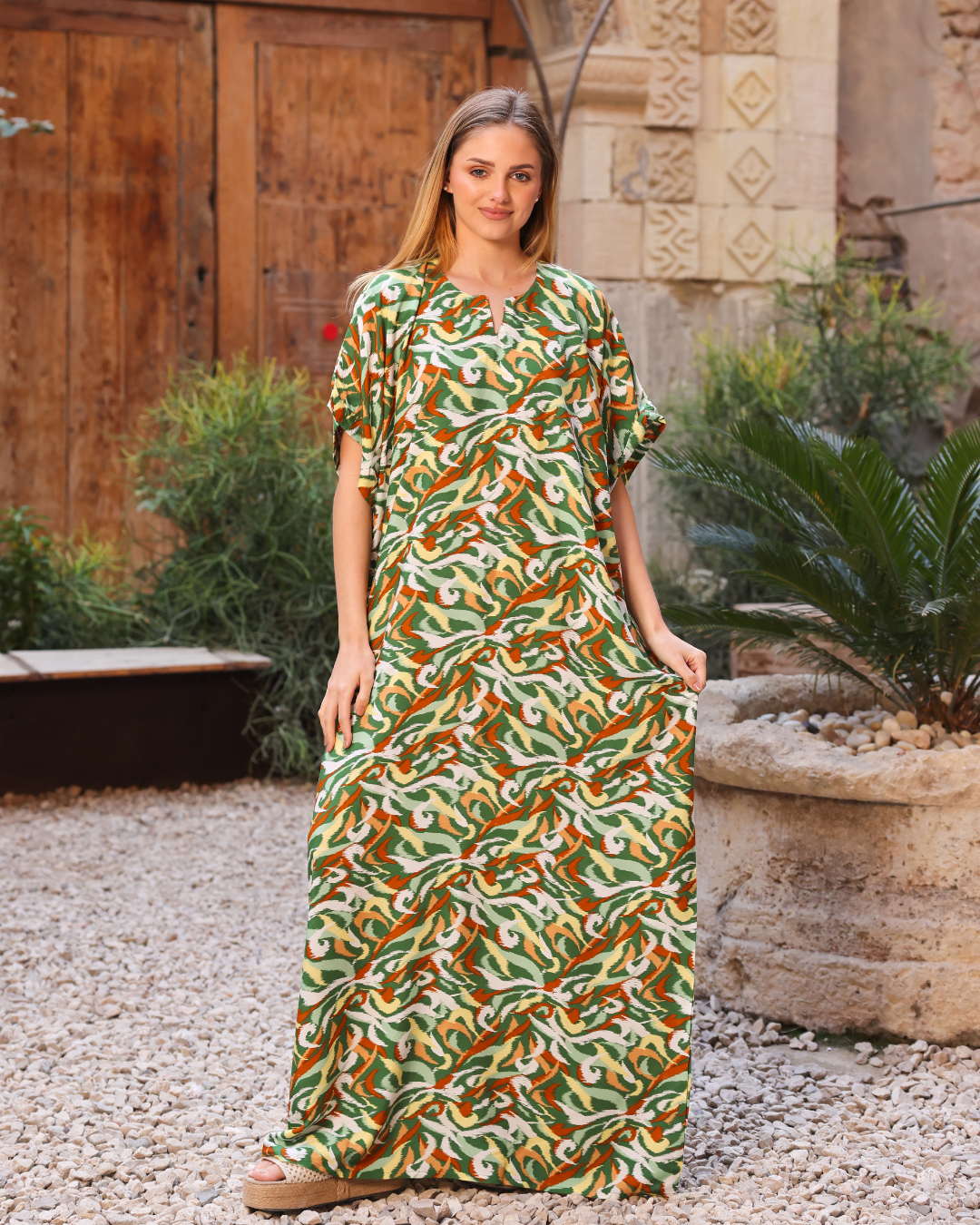 قميص نص كم مشجر نقشات عشوائية