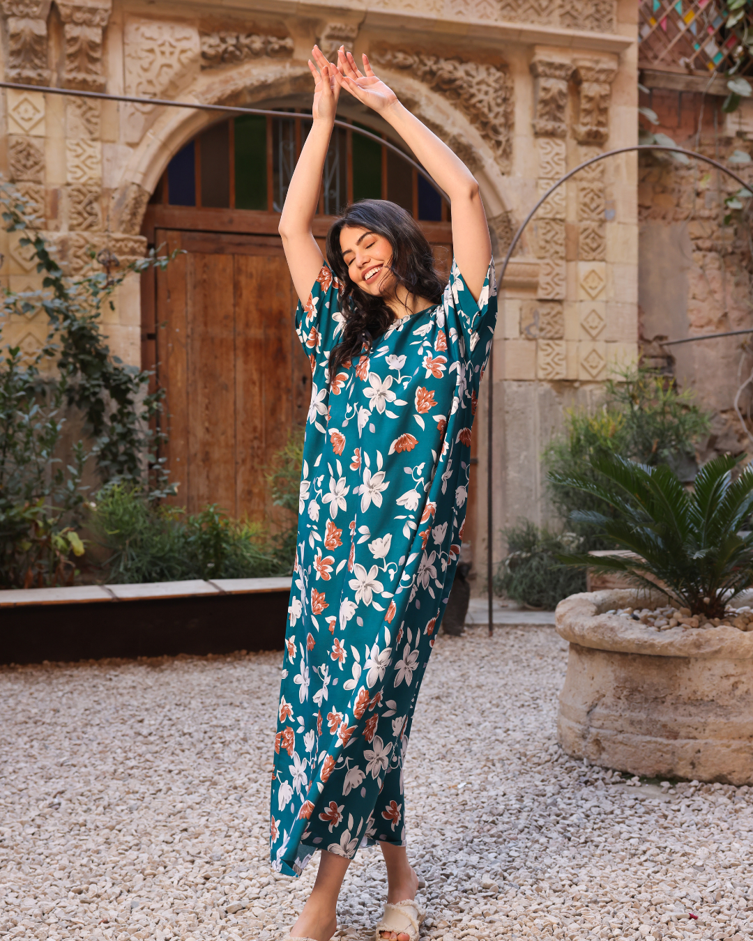 Spring Floral Print Half Sleeve Shirt