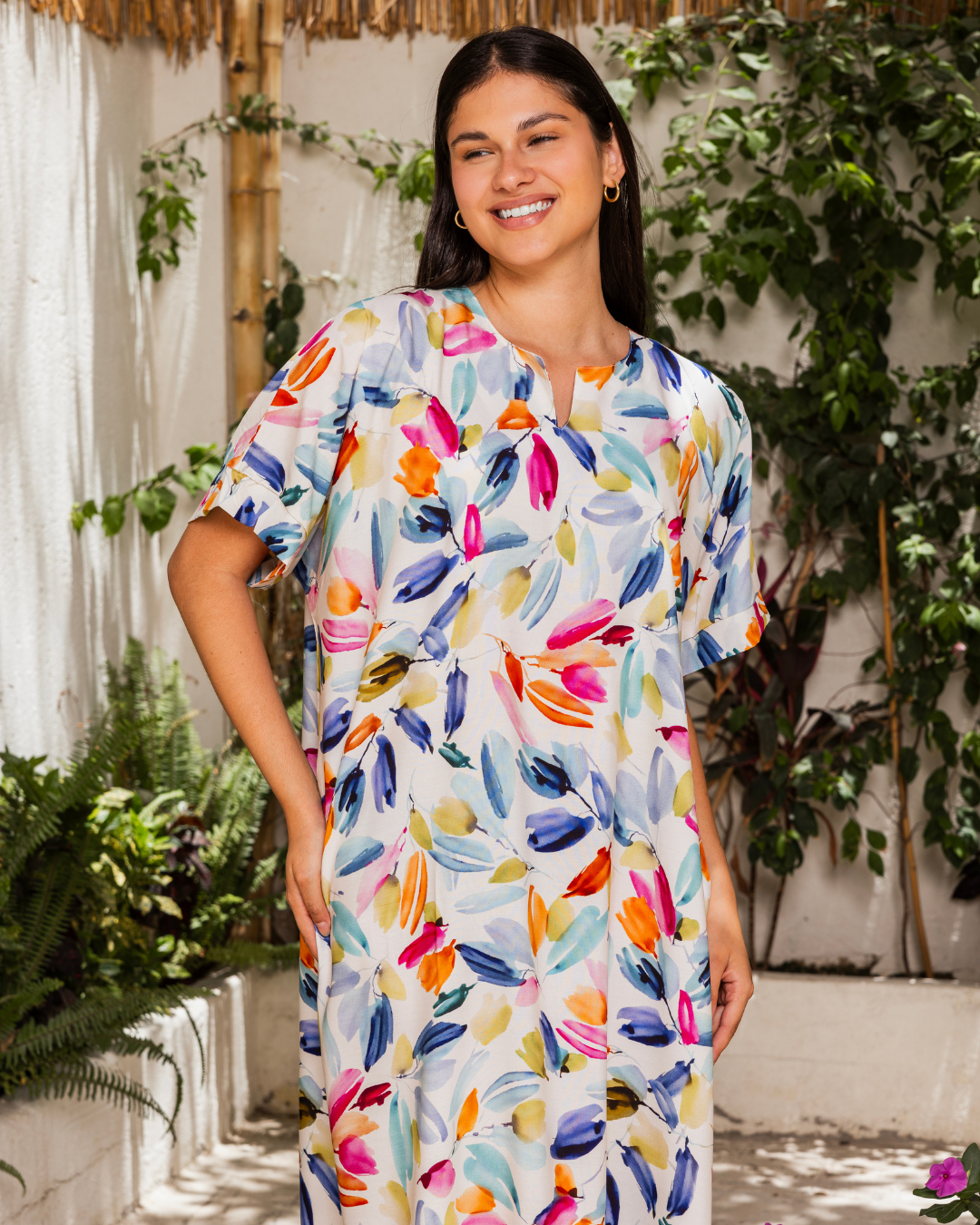 قميص فسكوز نص كم مشجر 54