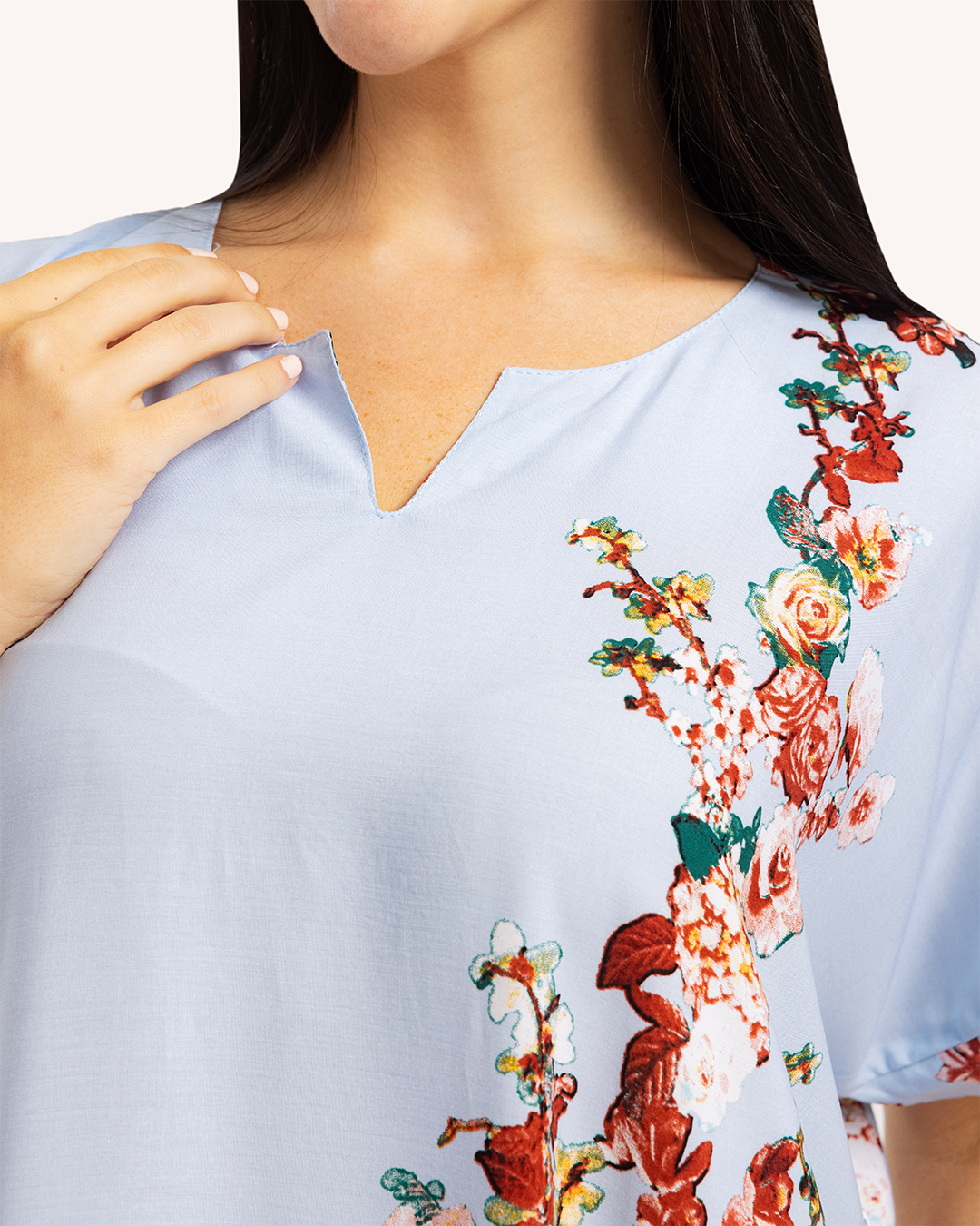 قميص فسكوز نص كم مشجر461