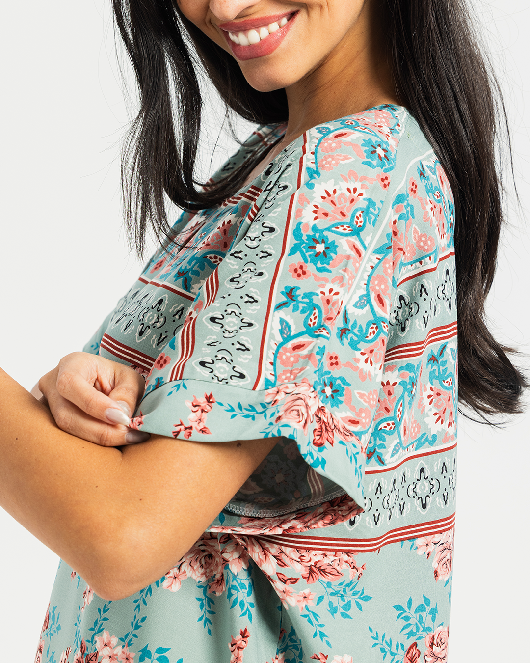 قميص فسكوز نص كم مشجر 68