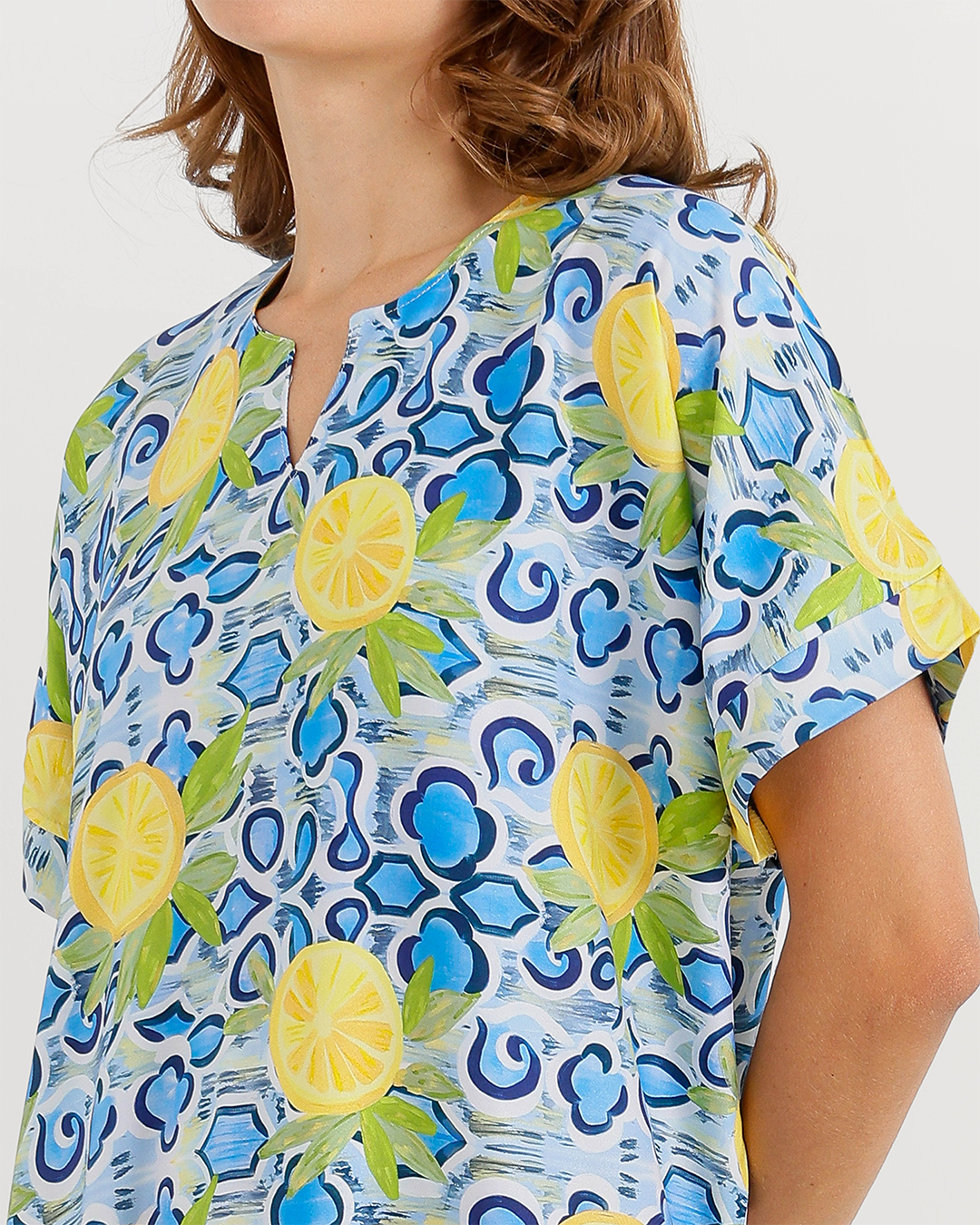 Long Printed Viscose Shirt 179