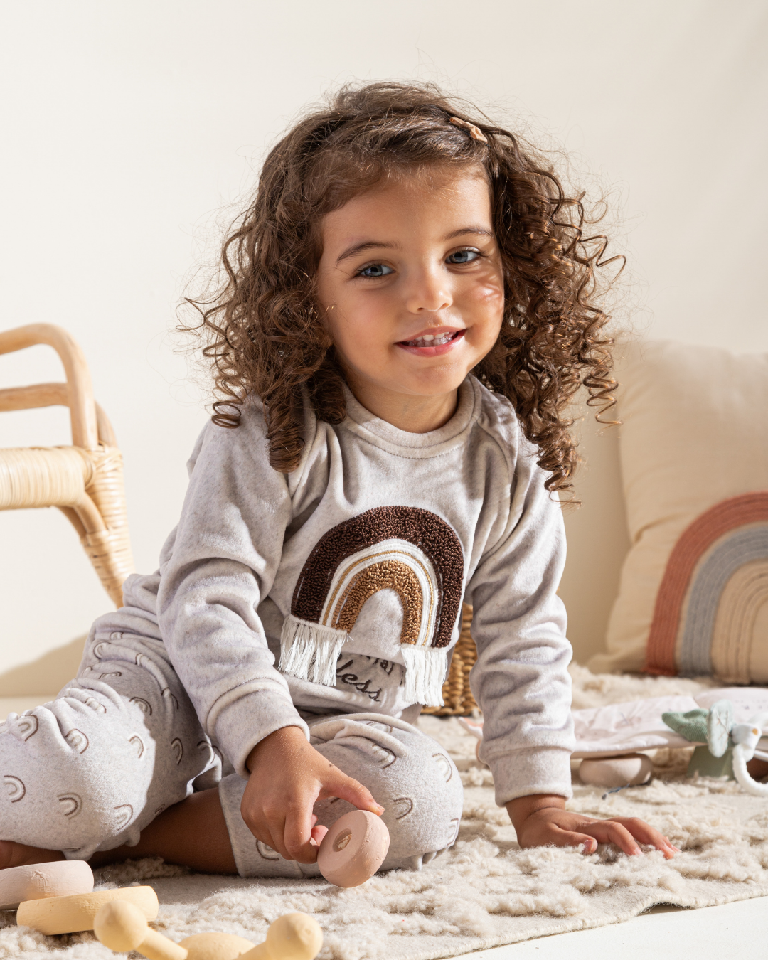 Elastin Soft Velvet Newborn boys pajama Bohoo Rainbow