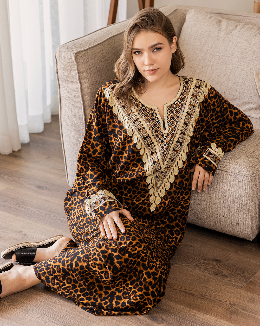 15 viscose shirt with embroidered floral sleeves