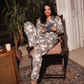 Classic Button up women Pajama  in black pearl nights