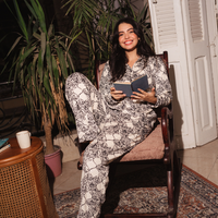 Classic Button up women Pajama  in black pearl nights