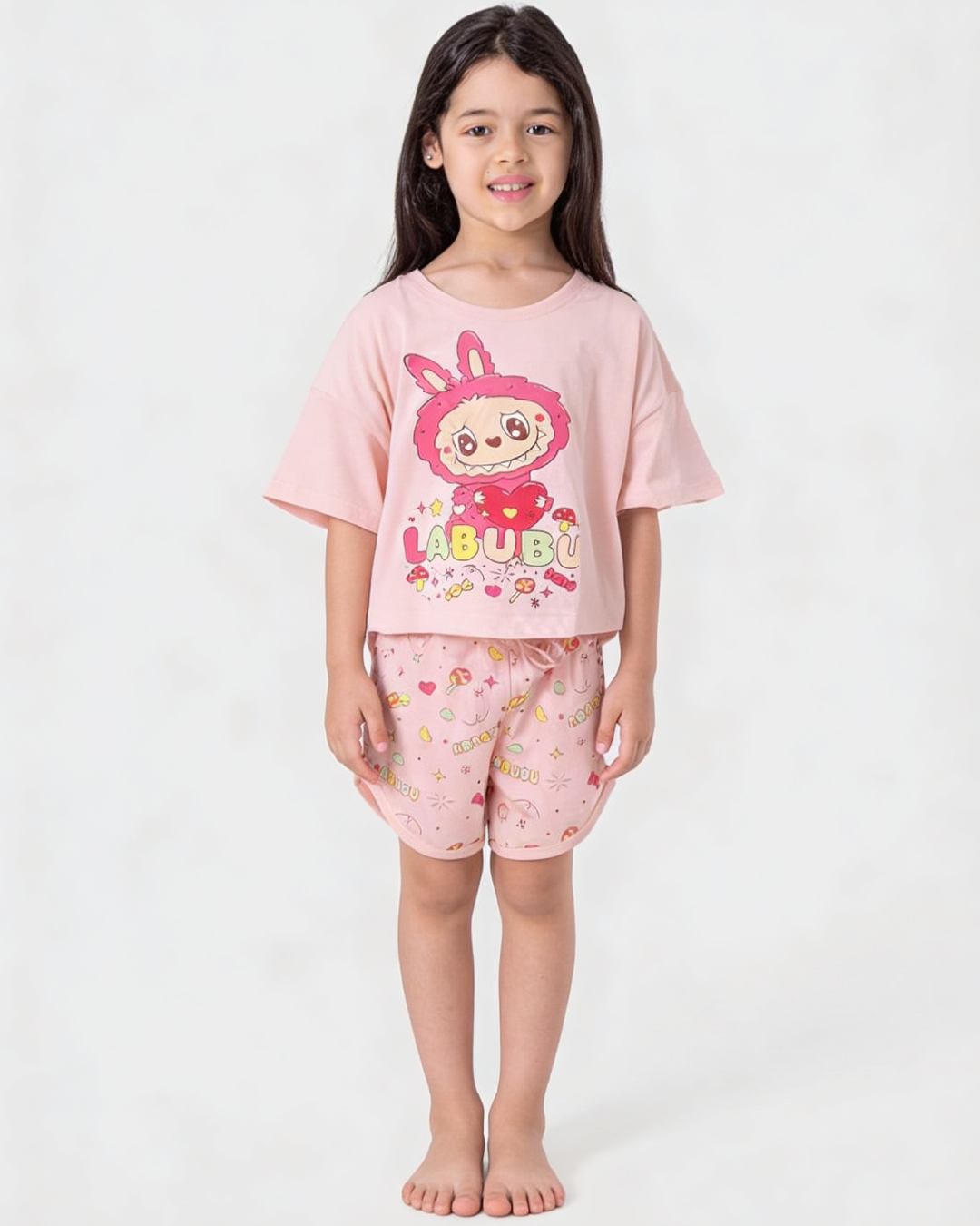 Labubu girls' oversized pajama with hot shorts
