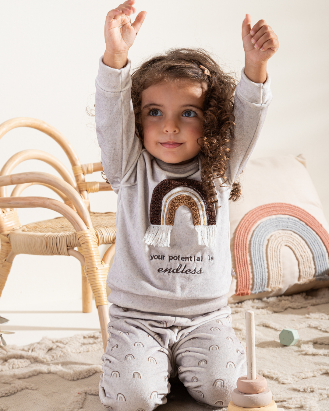 Elastin Soft Velvet Newborn boys pajama Bohoo Rainbow