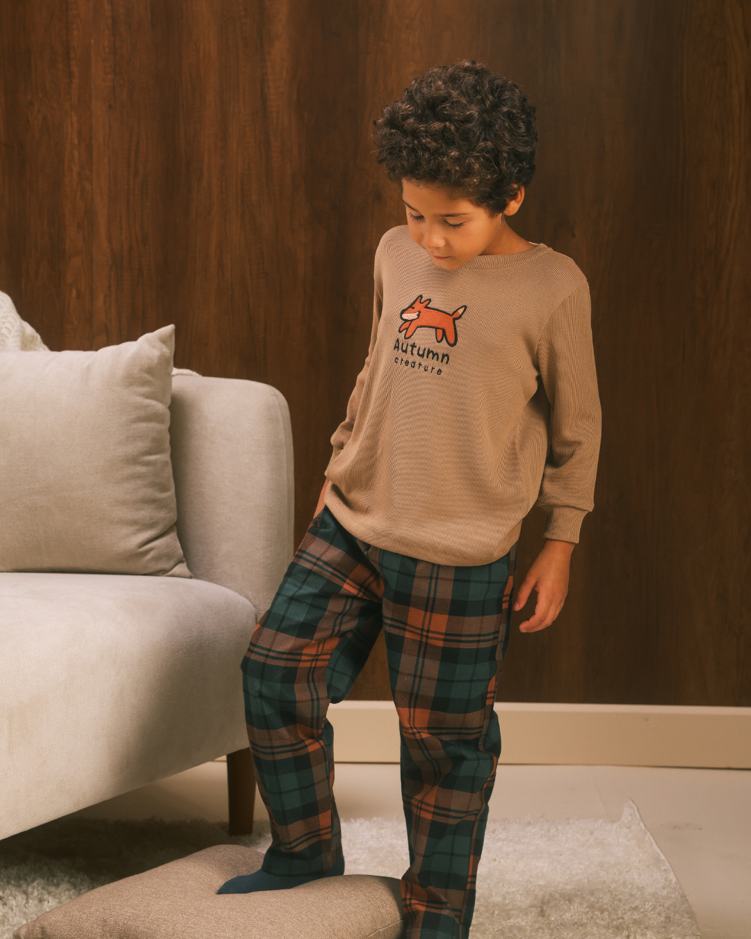 A Boy Autumn Vibes Pajama in Warm Colors