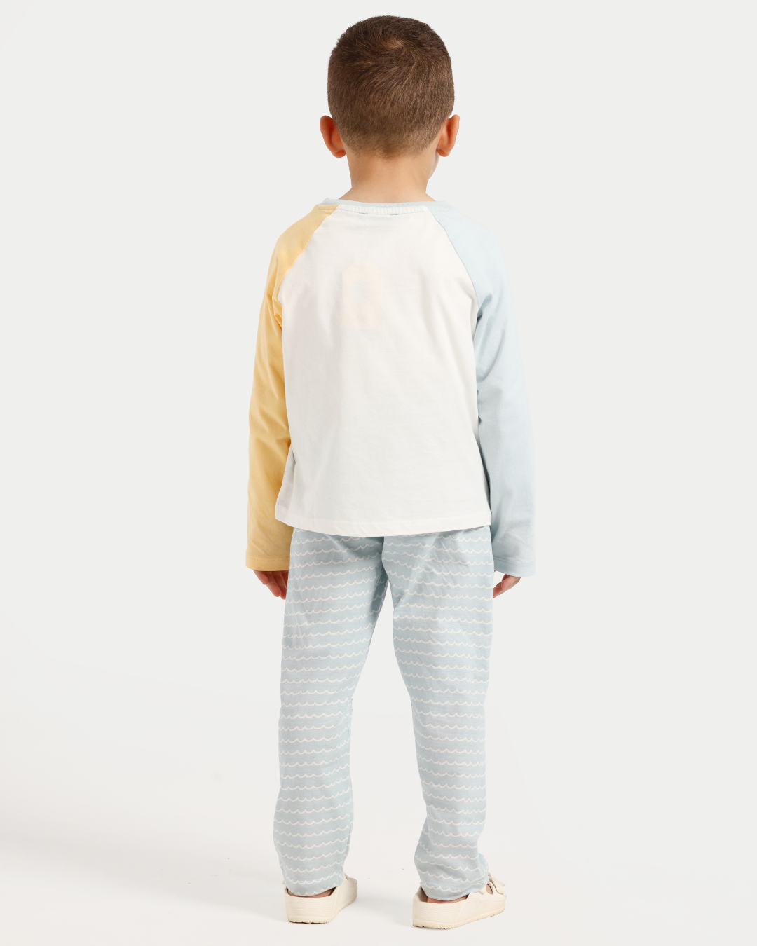 بيجاما أولادي أكمام ملونة و حيوانات سعيدة