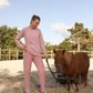 Plain women's pajamas with lace on the shoulder