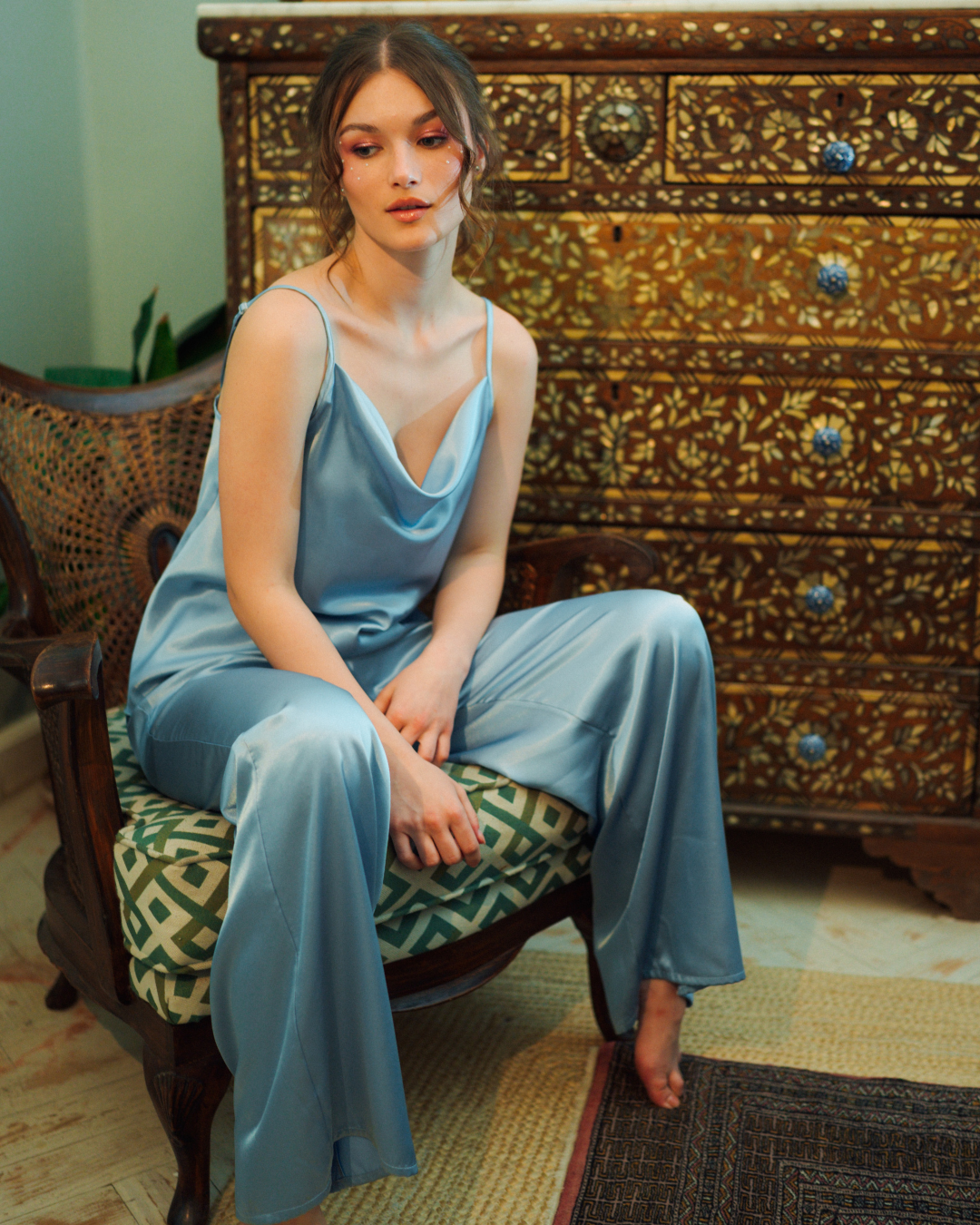 بيجاما بنطلون حمالة ساتان