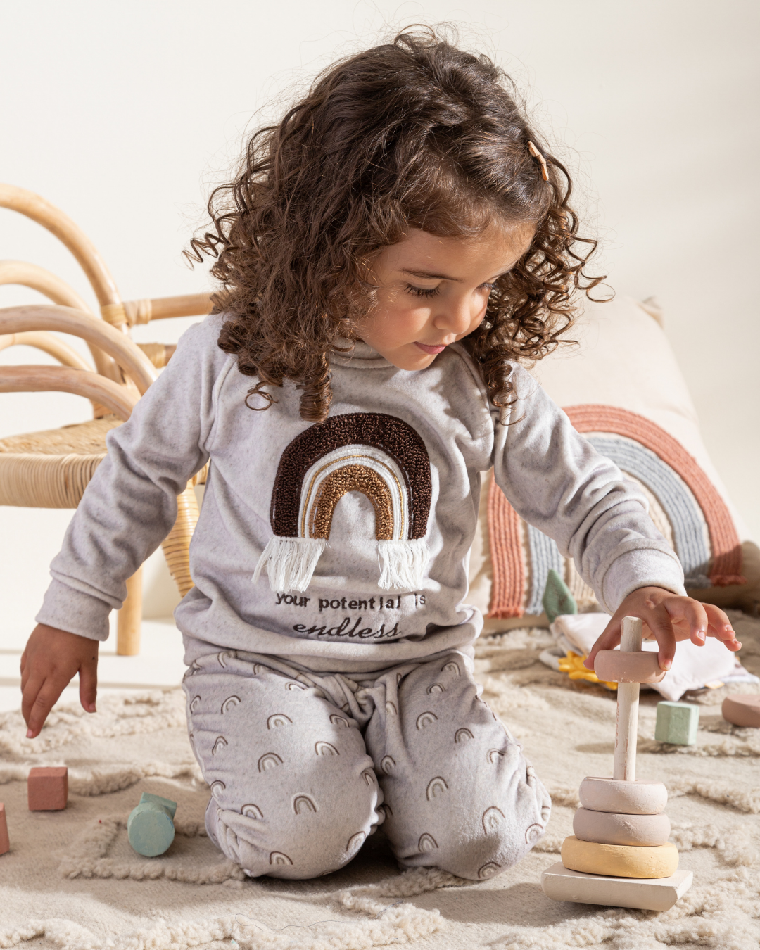 Elastin Soft Velvet Newborn boys pajama Bohoo Rainbow