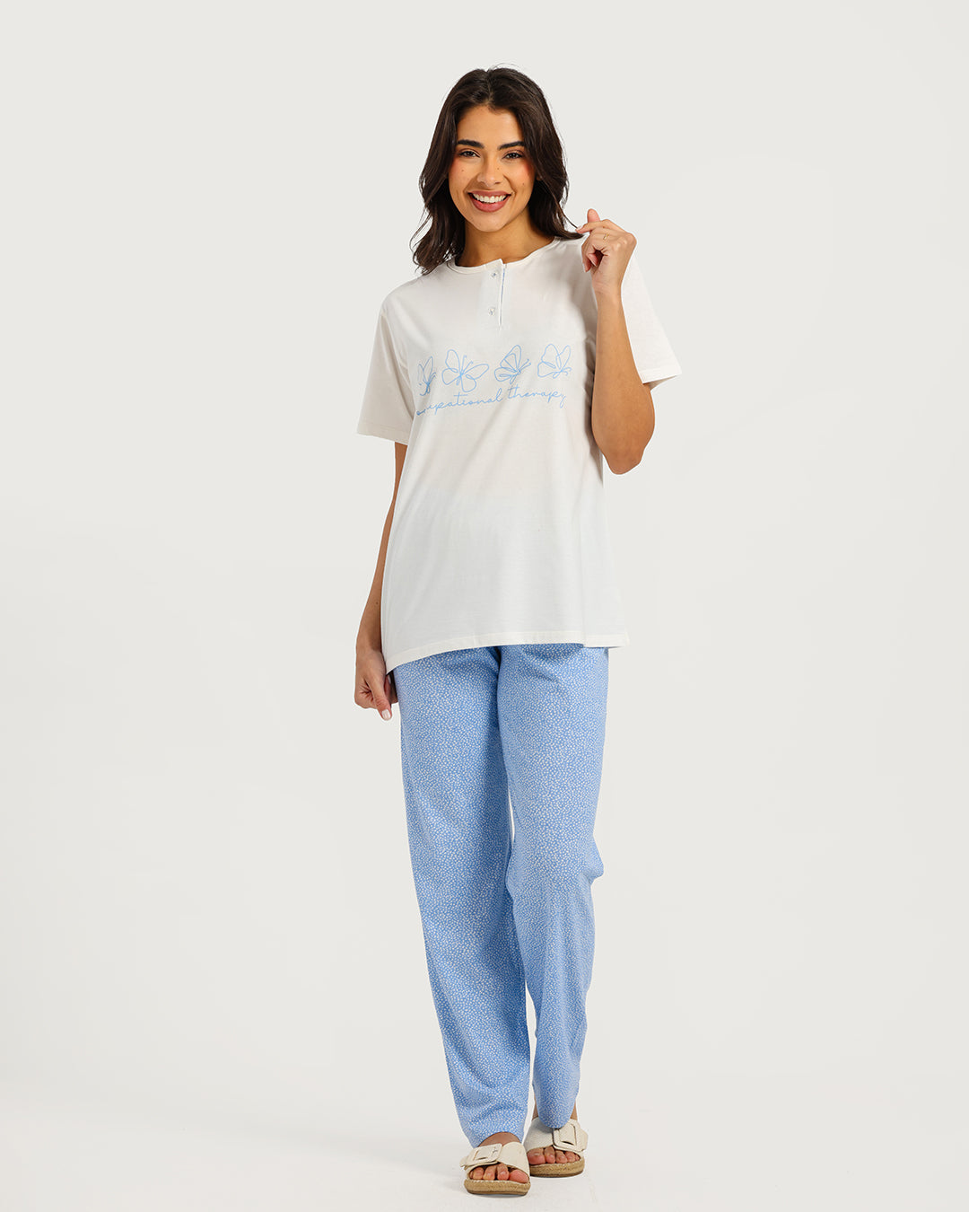 Women's Short Sleeve Pajama Set with Pants