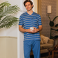 Men's pajamas, half sleeve T-shirt and striped printed trousers