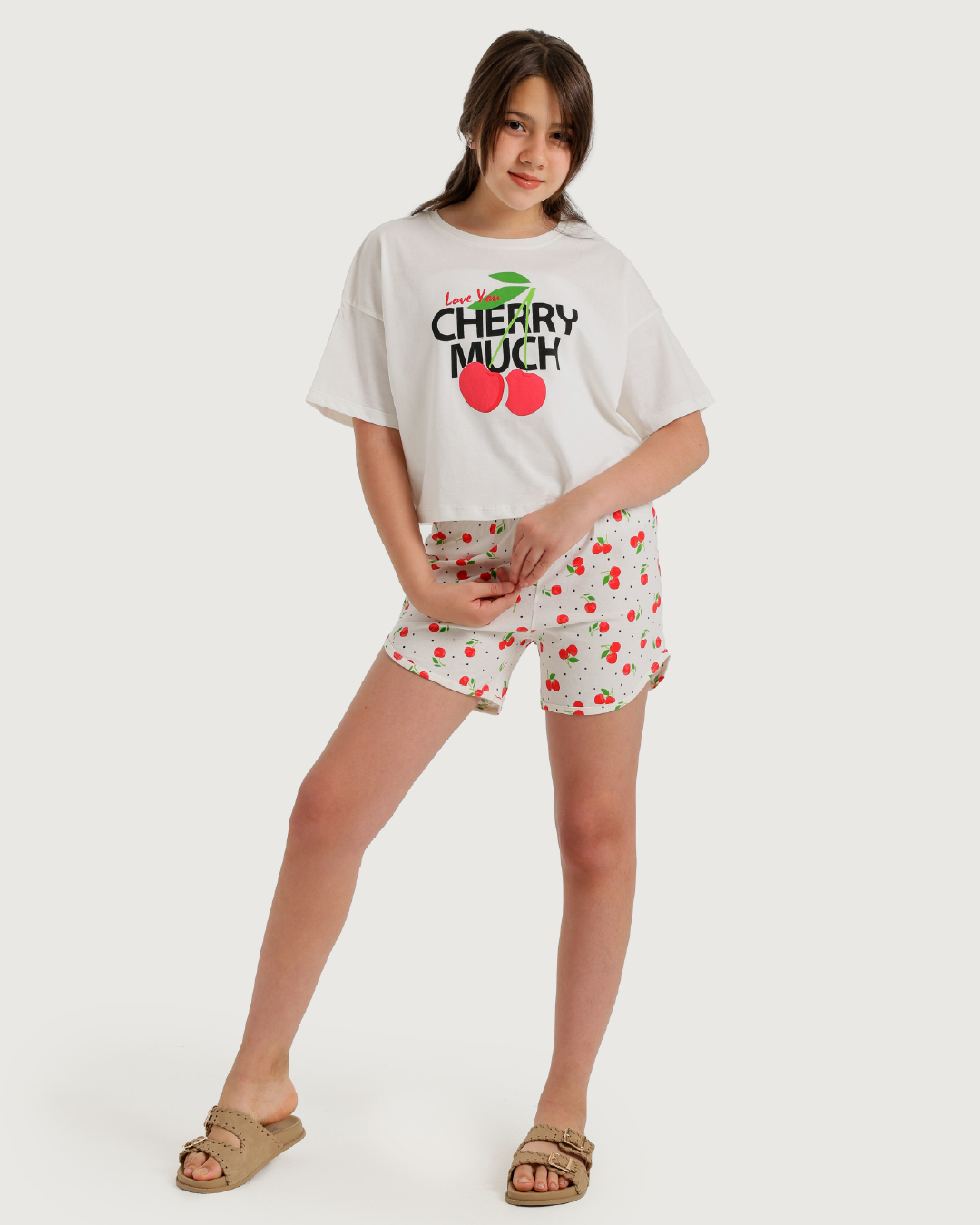 Cherry  بيجاما بناتي اوفر سايز وهوت شورت