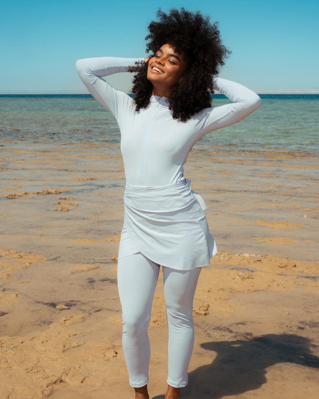 3 Pieces Burkini Swimsuit with a wrap skirt 