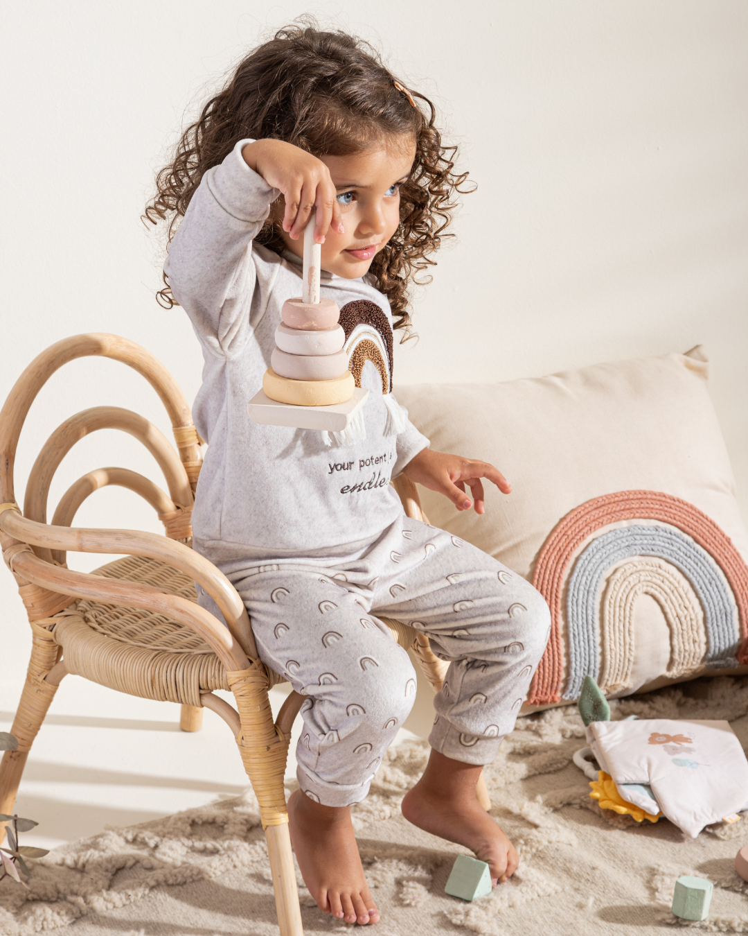 Elastin Soft Velvet Newborn boys pajama Bohoo Rainbow