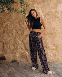 Colorful rose viscose pants