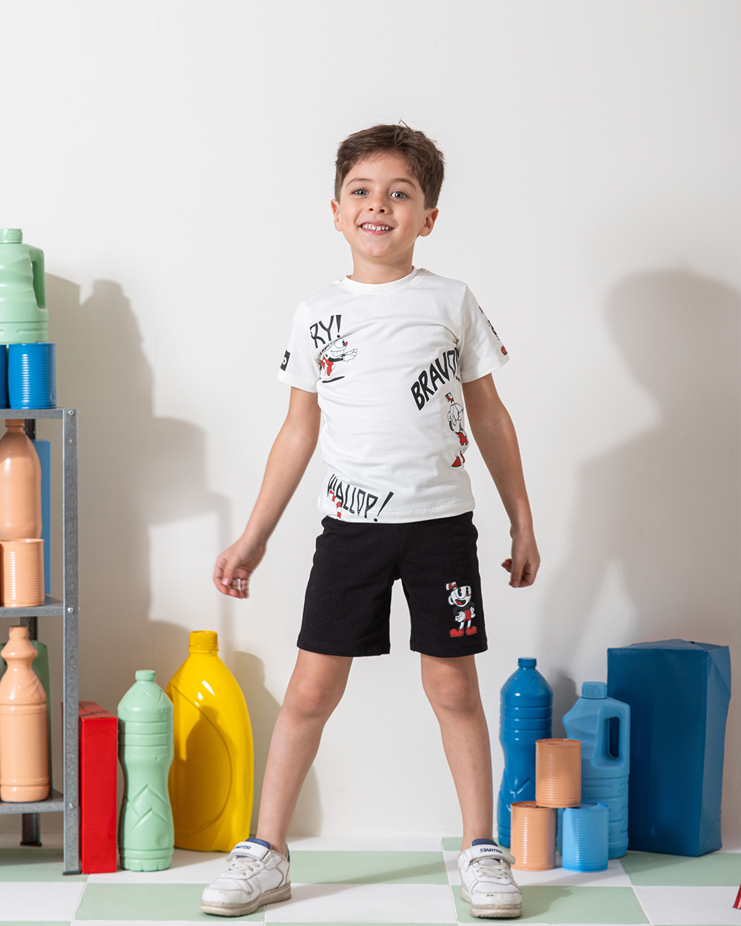 MARVY Cuphead Story بيجامة اولادي وسط اوف وايت