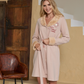 Every moment counts Women's short robe with fur collar and buttoned ties