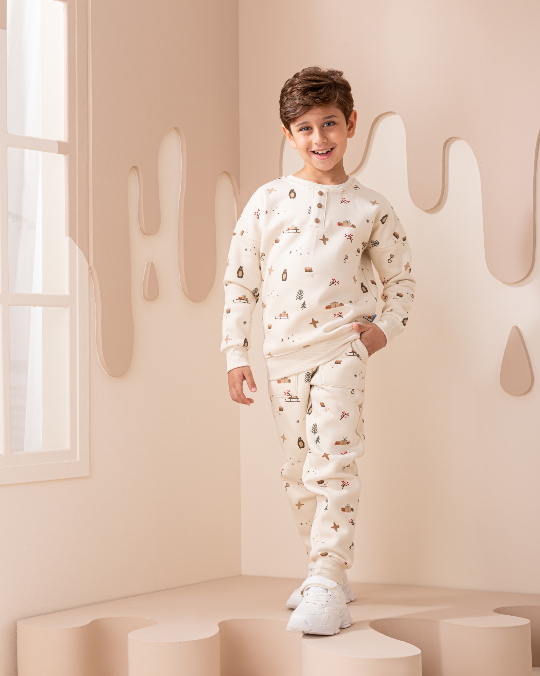 Holiday festival boys long sleeve pajamas