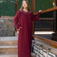 Flowers Embroidery Women's Long Sleeve Jalabiya