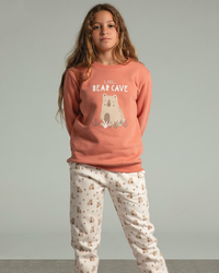 Littll bear cave Girls' pajamas, cat print