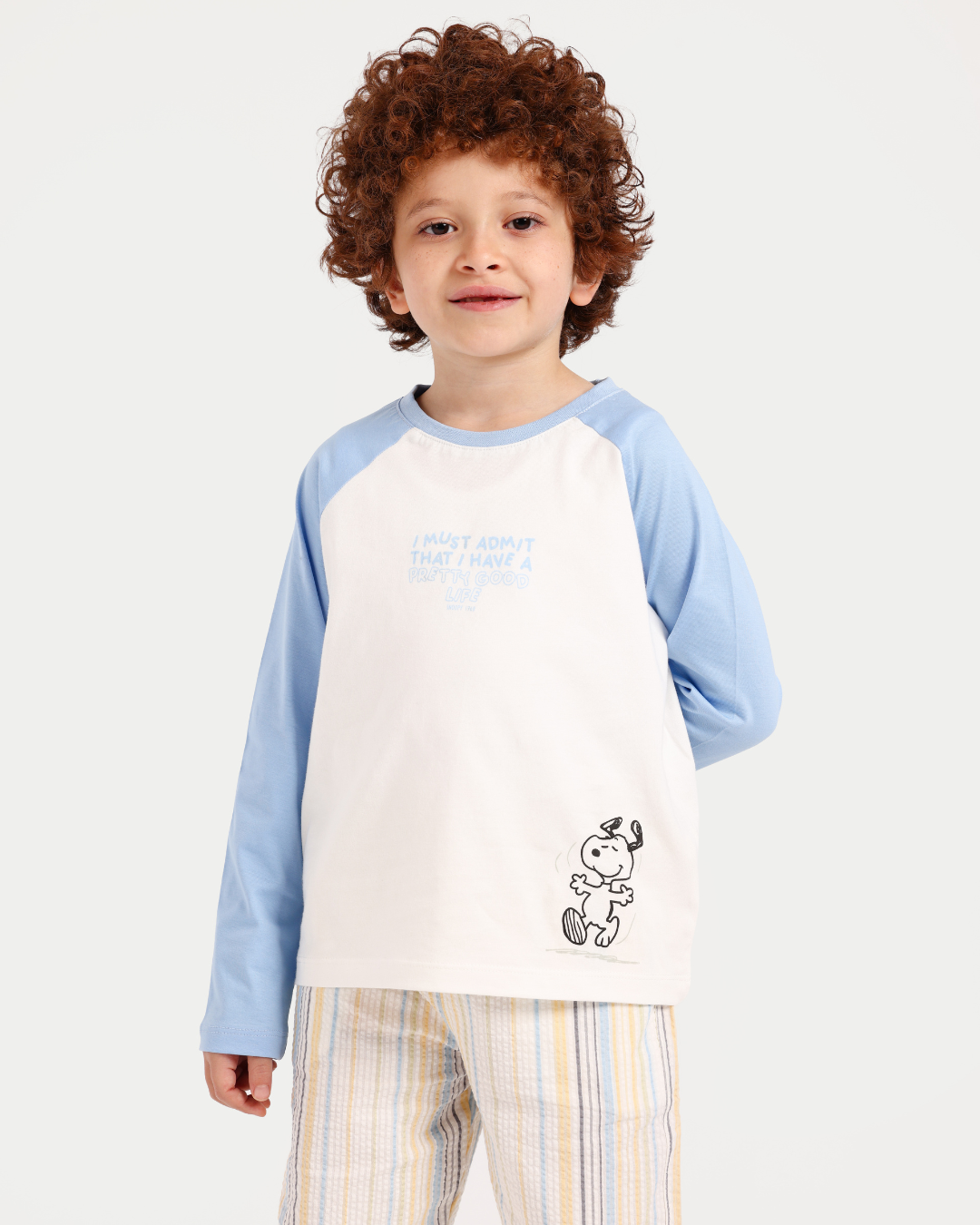 بيجاما اولادي بكم و بنطلون بخطوط باللوان الربيع