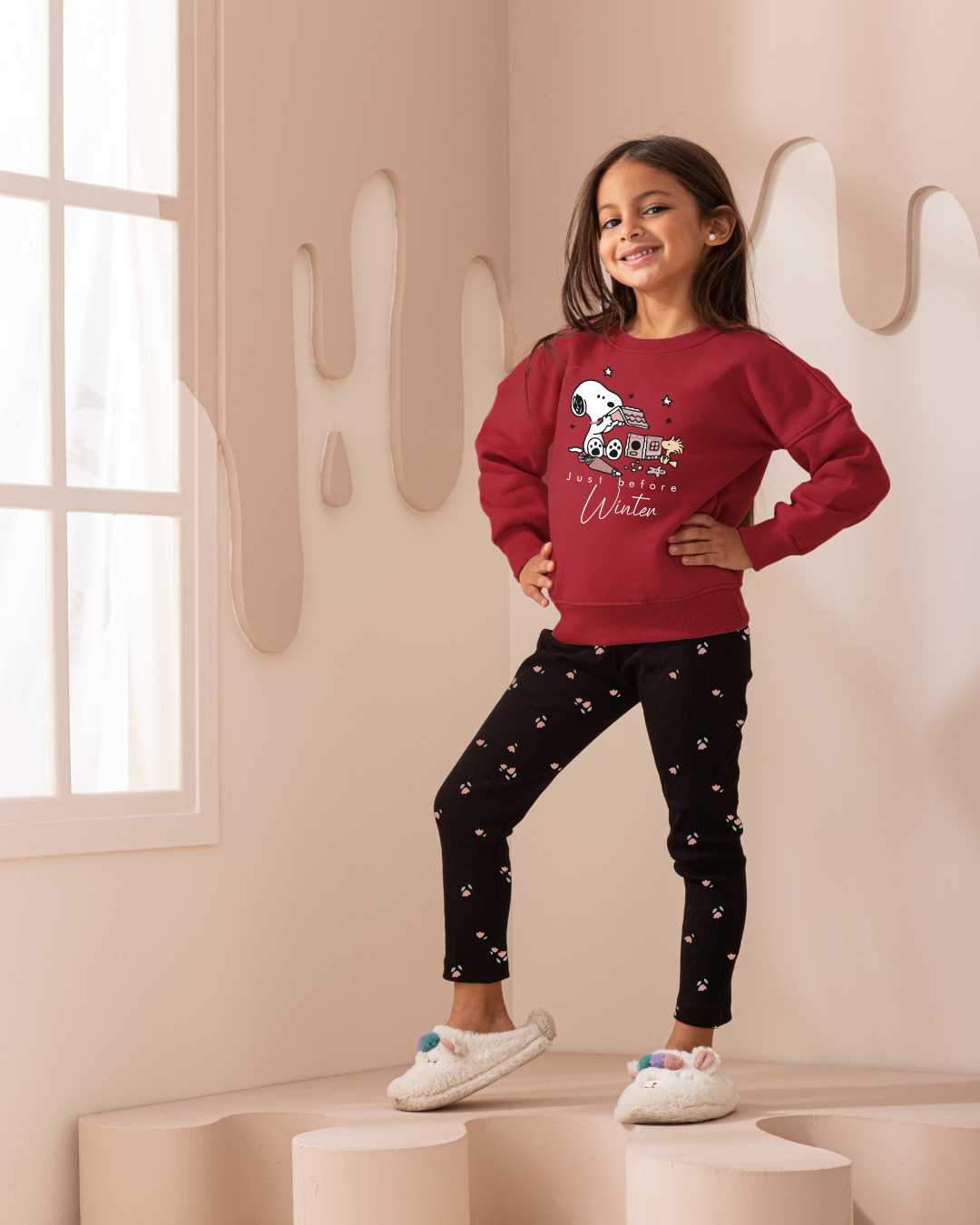 Snoopy Celebrating بيجاما بناتي كُم طويل